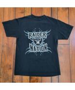 Vintage Oakland Raiders T-Shirt Men’s M Black Raider Nation Tee NFL Foot... - £19.69 GBP