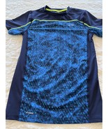 Champion Boys Nav Blue Neon Yellow Stitching Duo Dry Athletic Shirt 12-14 - £7.32 GBP