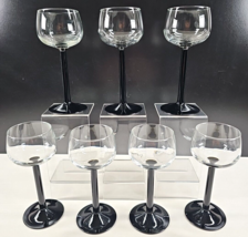 7 Luminarc Domino Signature Black Rhine Wine Glasses Set Cristal Stemwar... - $68.97