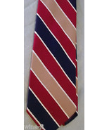 Tie Men&#39;s 100 % Polyester Beau Brummell Neck Tie Red Brown Black Stripe ... - £11.03 GBP