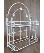 White Coated Wire &amp; Glass 2 Tier Freestanding/Hanging Shelf 20&quot; Pretty F... - €107,46 EUR