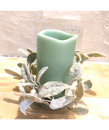 Mikasa Home Accents B/O Pillar Candle 3x6 Mint Green &amp; Iced Lambs Ear Gr... - $12.15 CAD