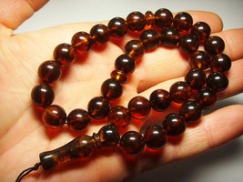 Authentic Islamic 33 prayer beads Genuine baltic Amber  Tasbih pressed amber - £76.66 GBP
