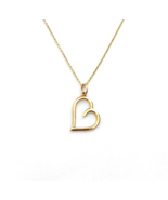 14K 9K Dainty Open Heart Necklace,Love Heart Jewelry,Girlfriend Valentin... - £140.88 GBP+