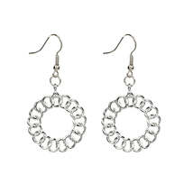 Silver-Plated Open Figaro Round Drop Earrings - £10.21 GBP