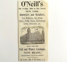 O&#39;Neill&#39;s Importers And Retailers 1894 Advertisement Victorian New York ... - $19.99