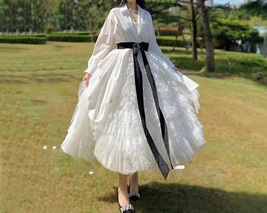 WHITE Tiered Tulle Skirt Women Fluffy White Tulle Maxi Skirt Plus Size  image 3