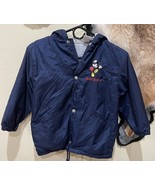 Mickey Mouse DISNEY Cartoon Sweatshirt Lined Nylon Hoodie Jacket Small FLAW - $25.32 CAD