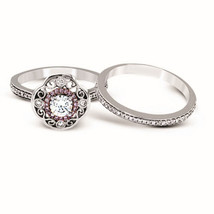 Silver 0.8CT Diamonds Bridal Engagement Wedding Sets Flower Ring Simulated - $93.49