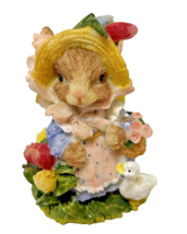 Vintage Heavy Resin Easter Bunny Figurine 3&quot; Painted Decoration - £8.03 GBP
