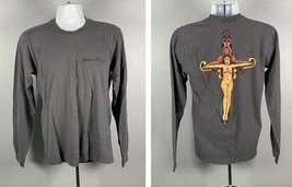 Sailor Jerry Naked Lady Logo Long Sleeve T shirt Mens Medium Gray Cotton - £23.42 GBP