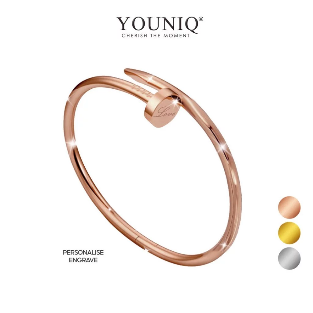 18K Rose Gold Plated Titanium Steel Bracelets &#39;Nail It&#39; - EG Collection - $109.99
