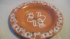 HAND MADE &amp; PAINTED CLAY KOKOPELLI SERVING PLATE by SUSAN - £29.37 GBP