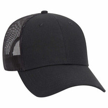 Black Trucker Hat 6 Panel Low Profile Adjustable Mesh Back Hat 1dz New 83-1273 - £77.68 GBP