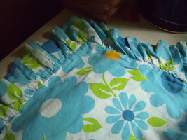 Vintage Turquoise Flowered Pillow Sham with gold, green on white - $10.00