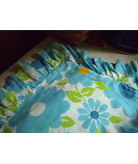Vintage Turquoise Flowered Pillow Sham with gold, green on white - $13.67 CAD