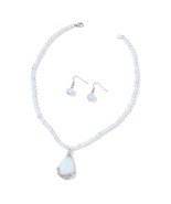 Opalite Silvertone Earrings and Necklace (18-21 in) TGW 176.00 cts. #JN1054 - £10.61 GBP
