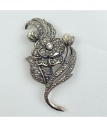 Vintage Brooch Pin Marked K. J. L. for AVON Silver Tone Rhinestone Flowe... - £18.36 GBP