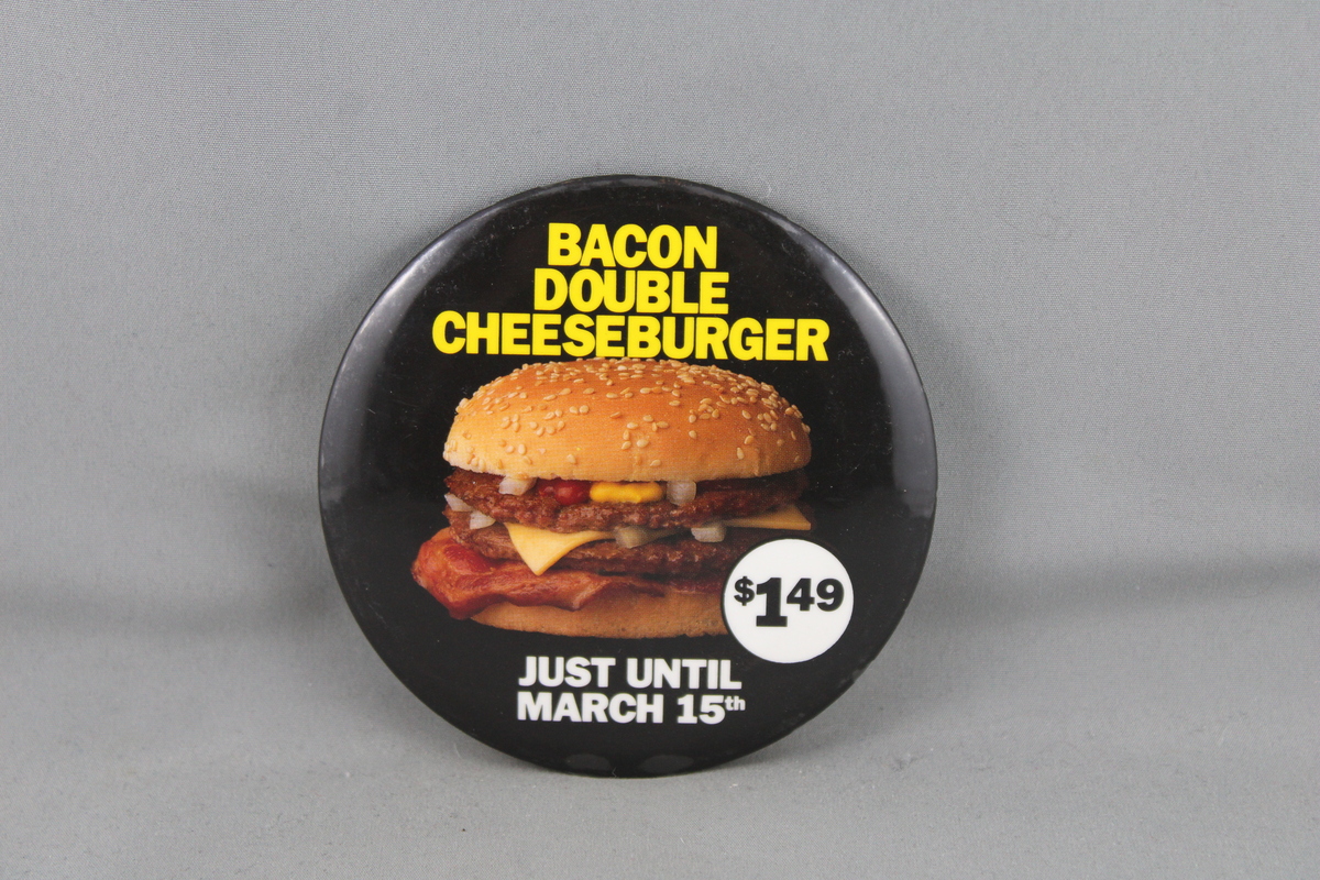 Vintage McDonalds Pin - Bacon Double Cheeseburger 1.49 - Celluloid Pin ...