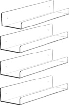 Cq Acrylic 15&quot; Invisible Acrylic Floating Wall Ledge Shelf, Wall, Set Of 4. - £25.52 GBP