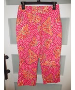 Lilly Pulitzer White Label Liza Orange Butterfly Prints Capri Pants Size... - $623.61 MXN