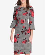 Jessica Howard Womens Dress Sheath Houndstooth Floral, Size 8 - £29.32 GBP