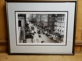 1930s Portland OR SW Broadway Street Scene B&amp;W Photograph Framed &amp; Matted  - $144.86