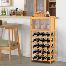 20-Bottle Bamboo Wine Rack Cabinet Floor Wine Bottle Holder Stand Display Shelf - £70.33 GBP