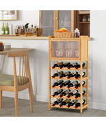 20-Bottle Bamboo Wine Rack Cabinet Floor Wine Bottle Holder Stand Displa... - £72.04 GBP
