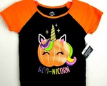 Halloween 3T Toddler Girl T-Shirt Unicorn Pumpkin Raglan Sleeve Black Or... - £6.22 GBP