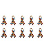 10 AUTISM AWARENESS RIBBON PINS 1.25&quot; Lapel Pin Metal Enamel Support Tie... - $23.62 CAD