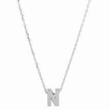 925 Sterling Silver Mini Small Initial Letter N Dainty Necklace - £22.37 GBP