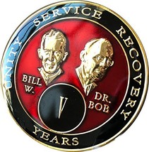 5 Year Founders Red Tri-Plate AA Medallion Bill &amp; Bob Chip V - £14.89 GBP