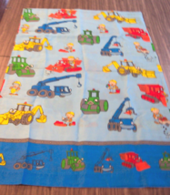 Vintage 2001 BOB THE BUILDER  TWIN SIZE FLAT SHEET FABRIC Blue - $19.80