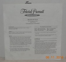2001 Hasbro Trivial Pursuit Junior Replacement Original Instructions - £7.56 GBP