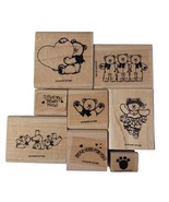 1992 Stampin Up BEAR HUG Set of 8 Wood Mounted Rubber Stamps - €13,56 EUR