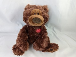 Gund Philbin Brown Bear Plush 12 Inch Red Heart 4037883 Stuffed Animal Toy - £7.06 GBP