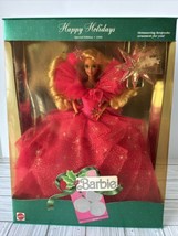 Happy Holidays Special Ed Barbie Doll Mattel 1990 Pink Silver Dress w/ Ornament - £29.57 GBP