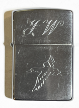 Vintage 1994 Brushed Chrome Zippo Lighter Egraved w/ Flying Duck, Initials J.W. - £18.34 GBP