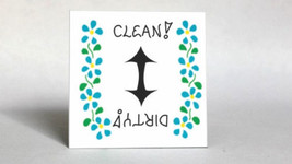 Dishwasher Status Magnet - Clean, Dirty Quote, blue flowers - £3.16 GBP