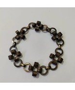 Vintage 925 Sterling Silver Chunky Linked Rings Bracelet Modernist Wire ... - £84.07 GBP