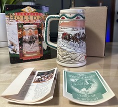 Vintage 1996 Budweiser Holiday Stein Christmas Beer Mug American Homestead - £20.62 GBP