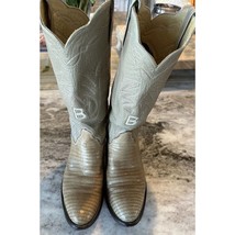 Torres “B” Monogram Women Beige Lizard Cowboy Boots Made In Texas 6.5 VINTAGE - £61.42 GBP