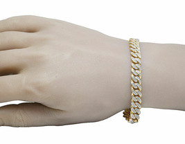 4.00Ct Round Cut Diamond Miami Cuban Link Bracelet 14K Yellow Gold Finish - £183.87 GBP