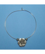 Women Metal Wire Necklace with Flower Pendant 5.5&quot; diameter  - $9.60