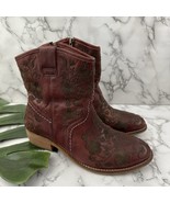 Taos Womens Embroidered Booties Boots Size 40 Dark Red Leather Floral Co... - $121.84 CAD