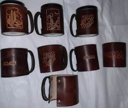 Vtg Genuine Leather Drink Holder Can Koozie Foam Insert Lot Of 8 - £39.56 GBP