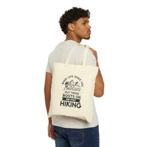 Hiker's Dream Tote Bag: 100% Cotton Canvas, Durable, Black or Natural - $16.48