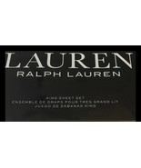 RALPH LAUREN  4pc KING 100% COTTON SHEET SET  PENCIL STRIPE GREY/WHITE Pre Owned - $94.76