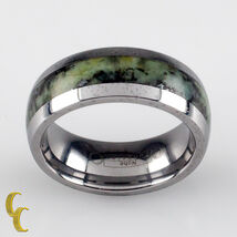 Uomo Carburo di Tungsteno Fascia Anello W/ Verde Marmo Righe Misura 8.25 - $2,411.51 MXN